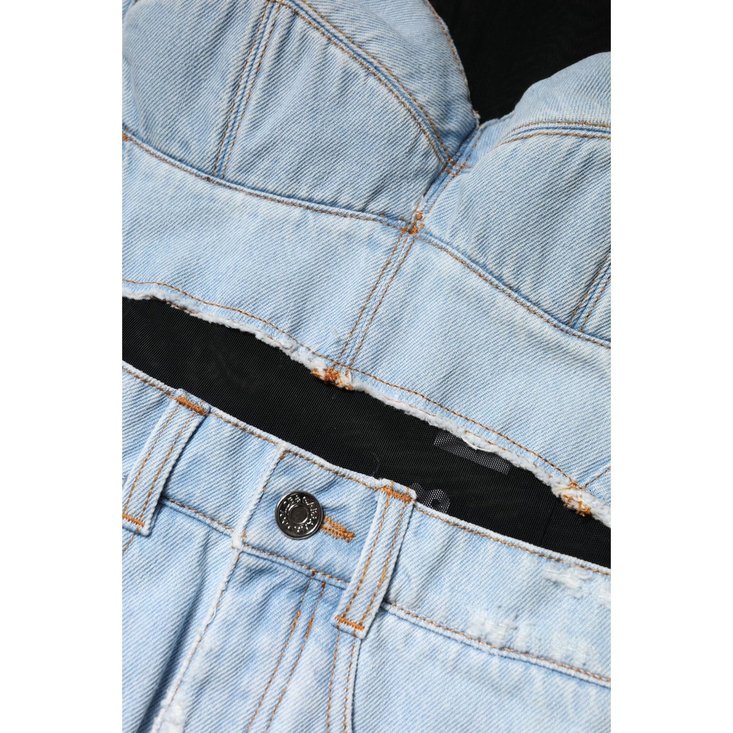 Dolce & Gabbana Black Blue Long Sleeves Denim Mini Dress