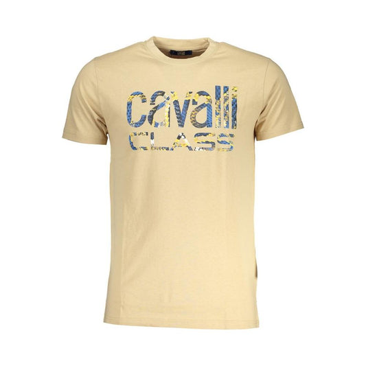 Cavalli Class Beige Cotton T-Shirt