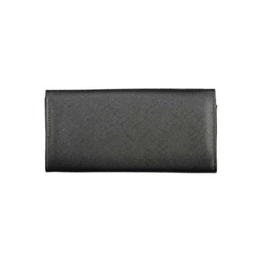 Valentino Bags black polyethylene wallet with 3 compartments, coin purse, card spaces, zip and automatic closure, logo detail.