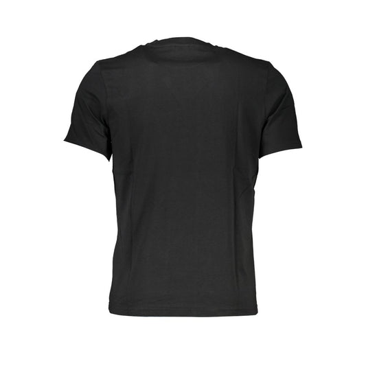 Rear view of North Sails black cotton short-sleeved T-shirt with crew neck and logo print.