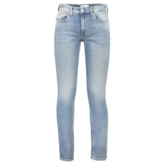 Calvin Klein slim taper blue jeans with washed effect and recycled cotton, featuring 5 pockets, button and zip closure, logo included.