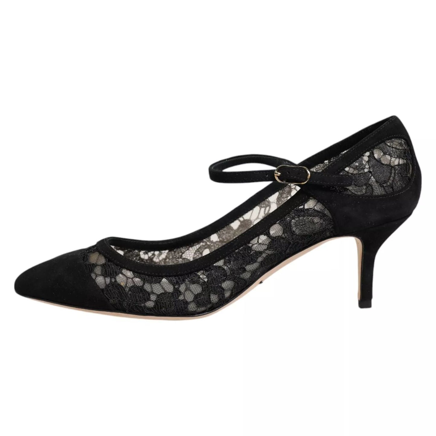 Dolce & Gabbana Black Mary Jane Taormina Lace Pumps Shoes