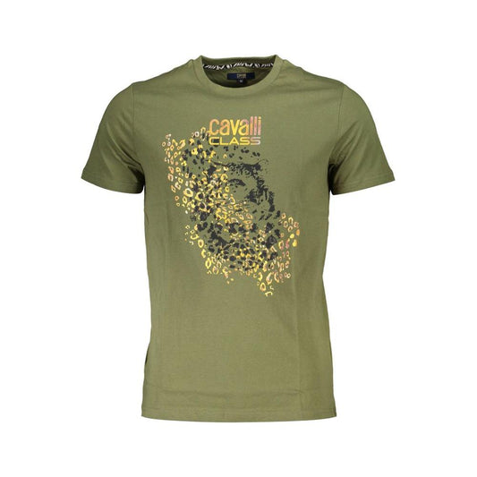 Cavalli Class Green Cotton T-Shirt