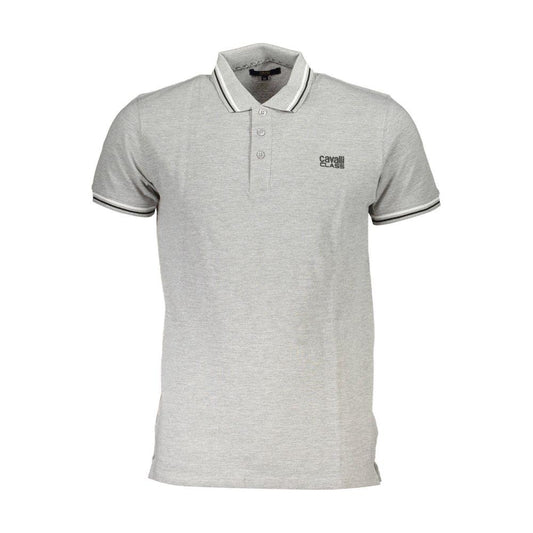 Cavalli Class Gray Cotton Men Polo Shirt