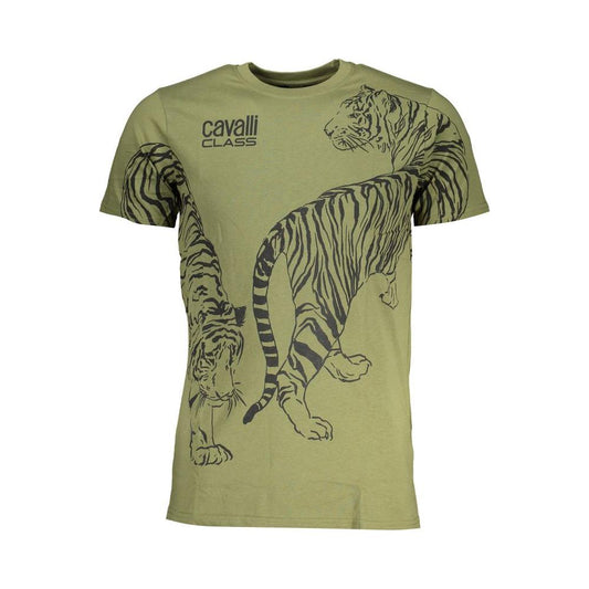 Cavalli Class Green Cotton T-Shirt