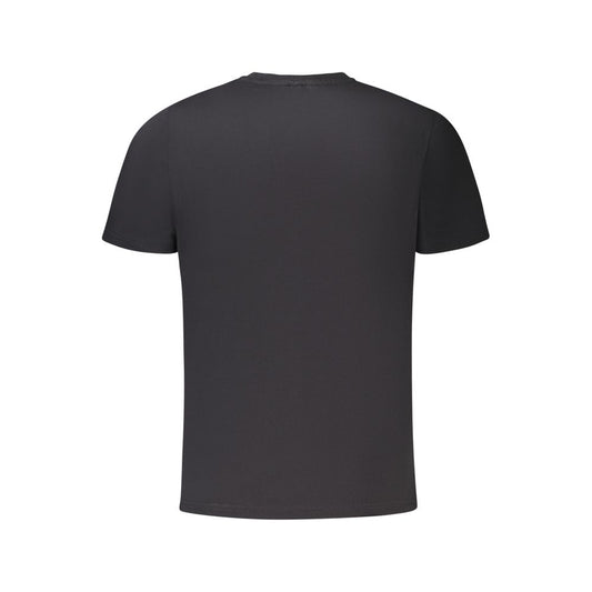Back view of North Sails black cotton men's t-shirt with short sleeves, crew neck, highlighting premium minimalist design.