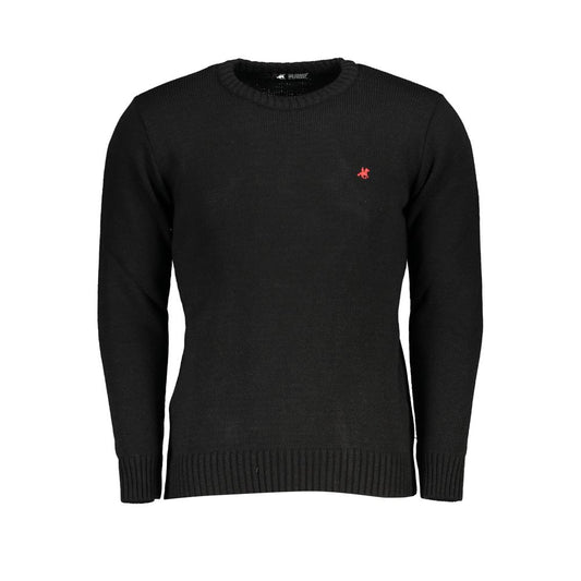 U.S. Grand Polo black acrylic sweater with long sleeves, crew neckline, and embroidery logo detail.