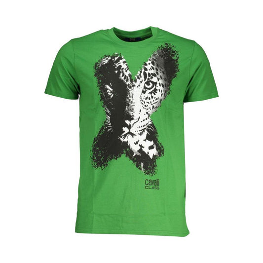 Cavalli Class Green Cotton T-Shirt