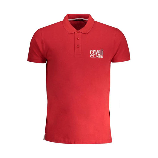Cavalli Class Red Cotton Polo Shirt