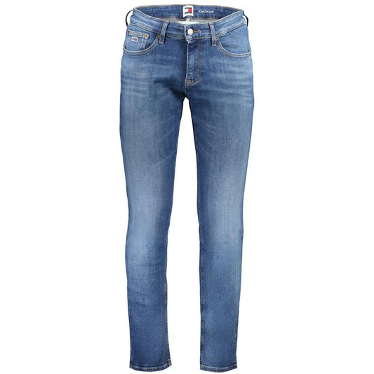 Tommy Hilfiger blue slim jeans, 5 pockets, washed effect, button and zip closure, organic cotton, modern fit.