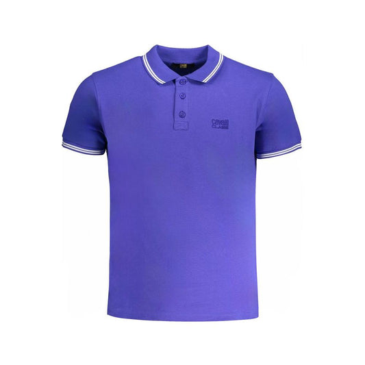 Cavalli Class Blue Cotton Polo Shirt