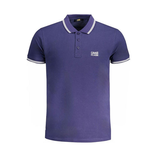 Cavalli Class Blue Cotton Polo Shirt