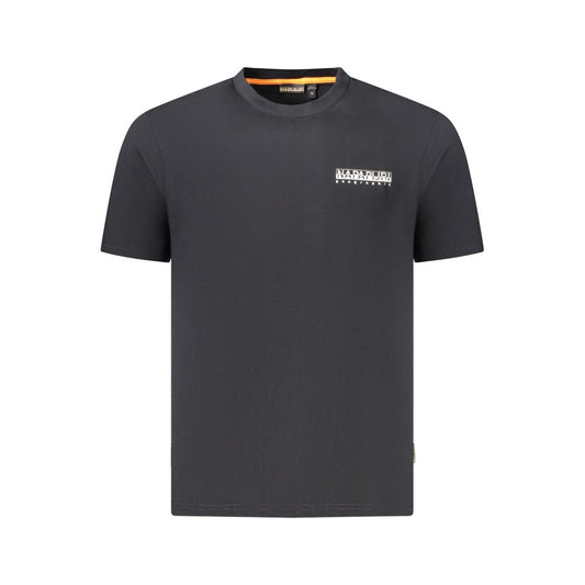 Napapijri Black Cotton Men’s T-Shirt with Logo, Relaxed Fit, 100% Organic Cotton for Comfort and Style