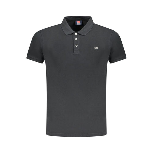 Norway 1963 Black Cotton Men's Polo Shirt with iconic embroidery, traditional logo, and three-button detail for casual elegance.