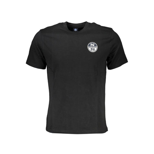 North Sails black cotton t-shirt with short sleeves, crew neck, and printed logo. Casual and stylish for everyday wear.