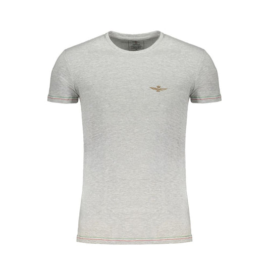 Aeronautica Militare gray cotton men's T-shirt with logo, showcasing Italian style and sophistication.