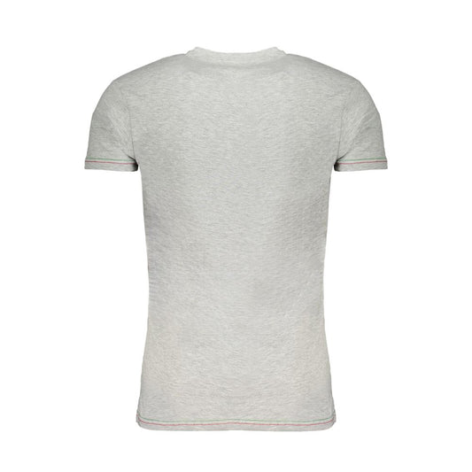 Back view of Aeronautica Militare gray cotton men's T-shirt showcasing subtle contrast details.