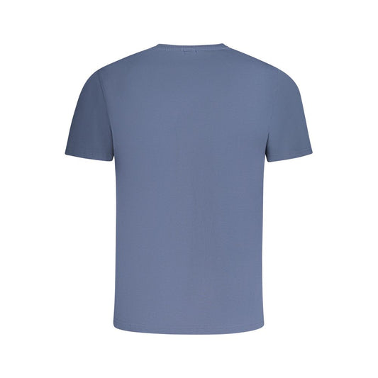 Back view of North Sails blue cotton men's t-shirt with short sleeves.