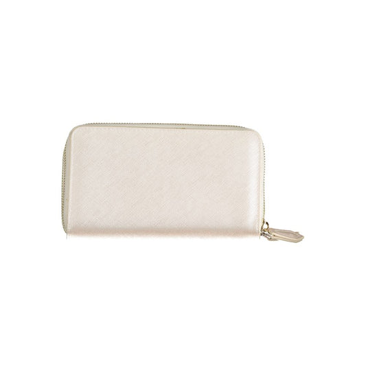 Valentino Bags gray polyethylene women's wallet with zip closure, sleek compartments, and card spaces for modern essentials.