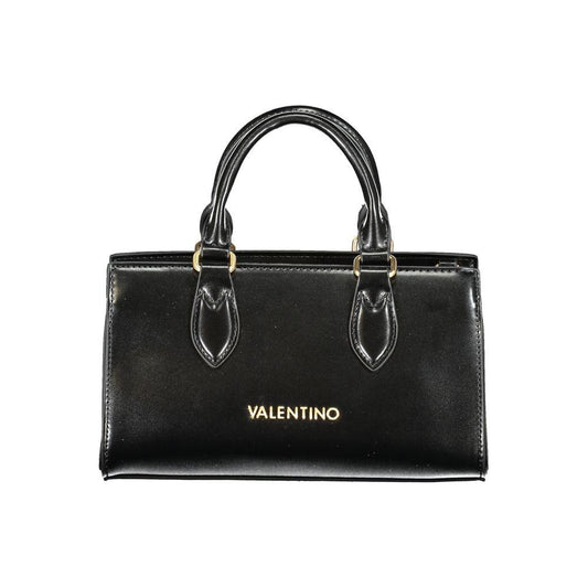 Alt Tag: Valentino Bags black polyethylene women handbag with dual top handles and logo.