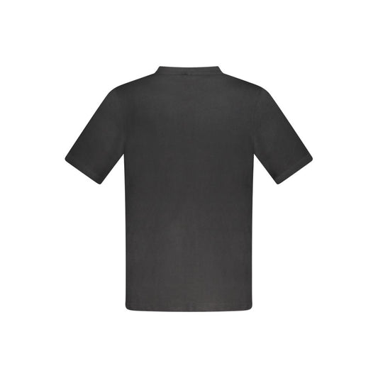 Back view of Kappa black cotton men's t-shirt with short sleeves and classic crew neck design.