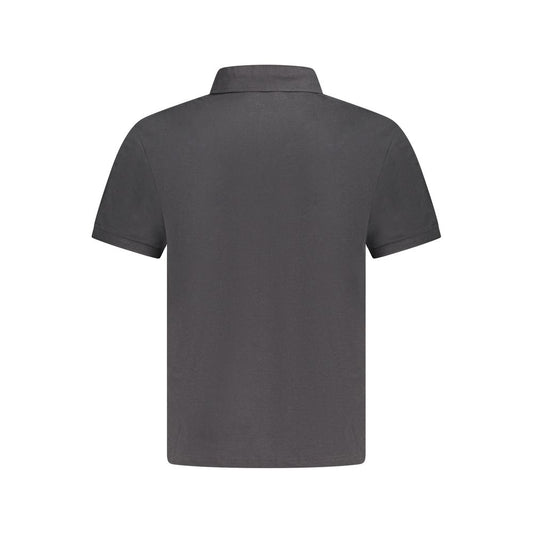 Back view of North Sails black cotton men's polo shirt, featuring short sleeves and a classic collar design.