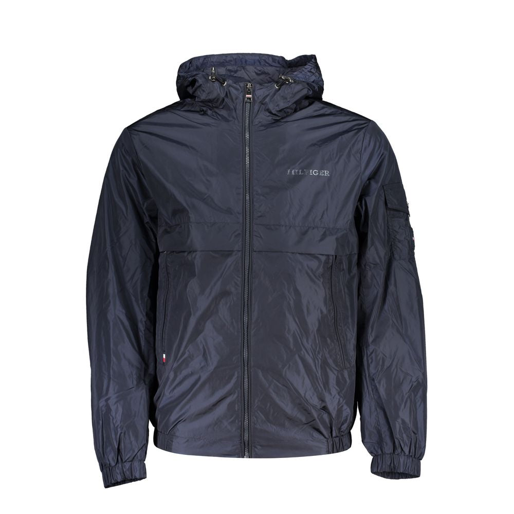 Tommy Hilfiger Chic Blue Hooded Sports Jacket with Contrast Details TO-27653-XS