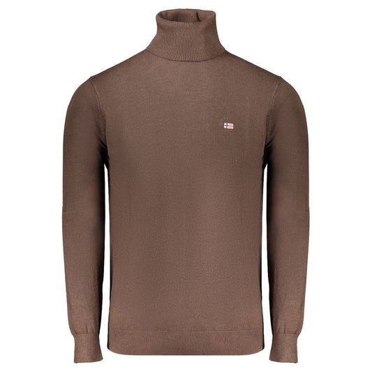 Norway 1963 Brown Polyester Sweater with turtleneck, long sleeves, embroidery, and logo