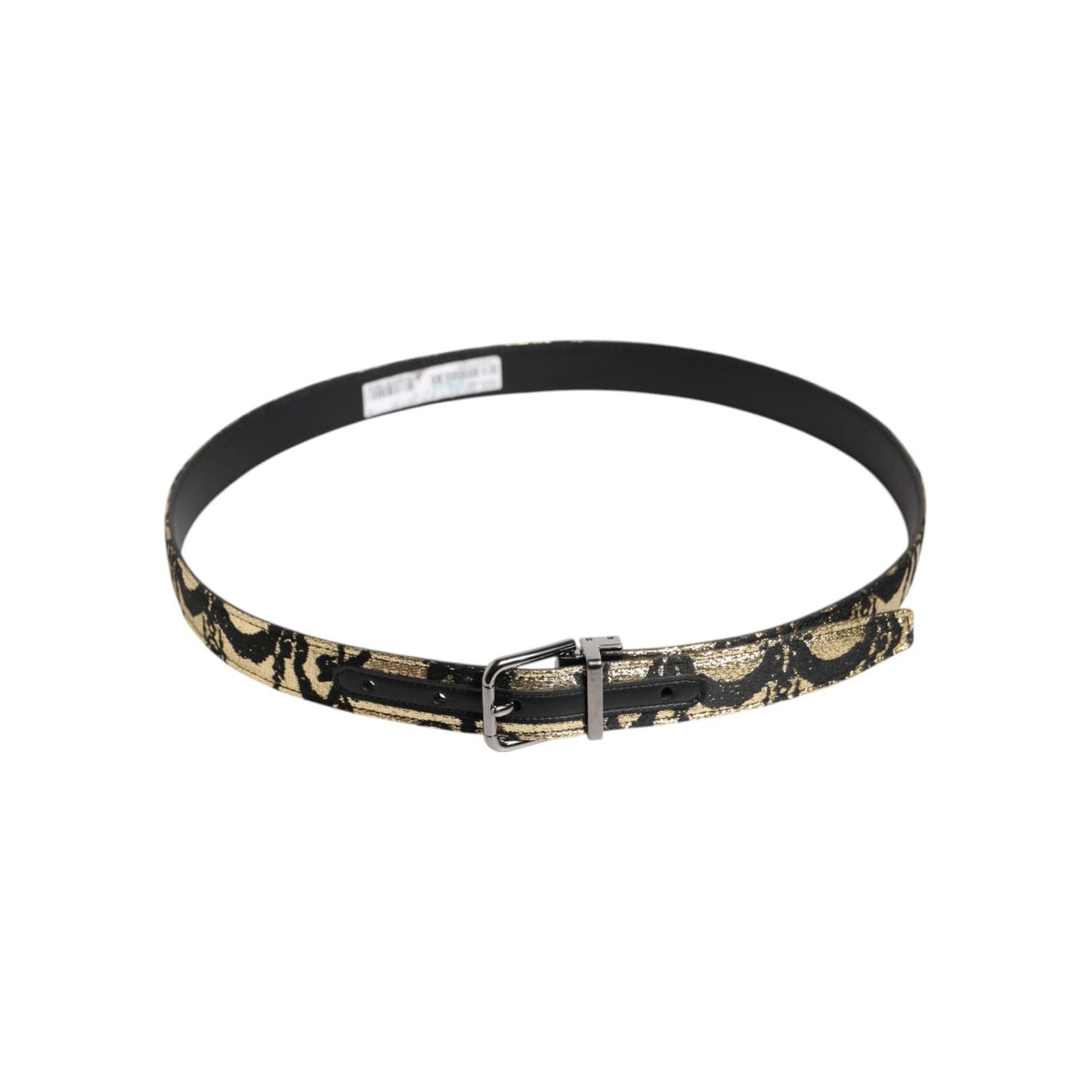 Dolce & Gabbana Multicolor Jacquard Leather Metal Buckle Belt