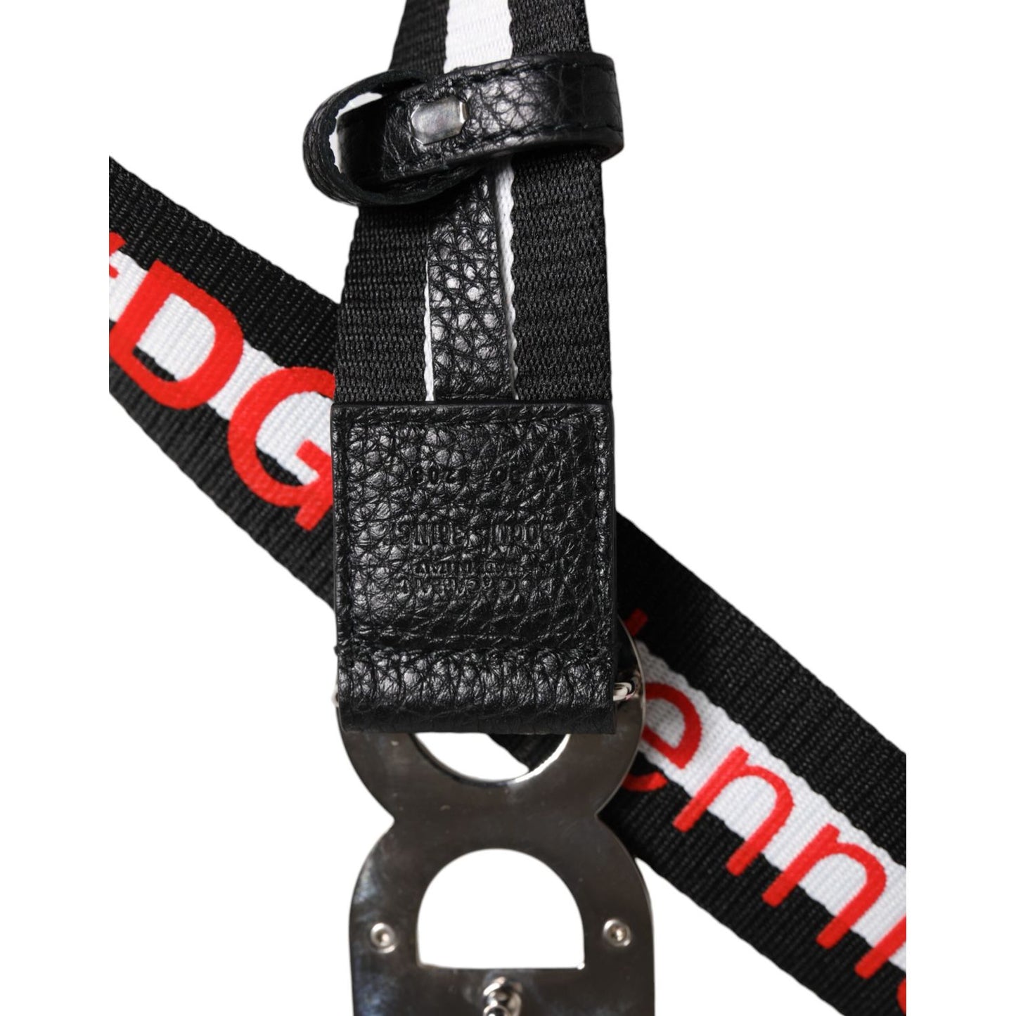 Dolce & Gabbana Black Cotton Logo Print DG Buckle Belt