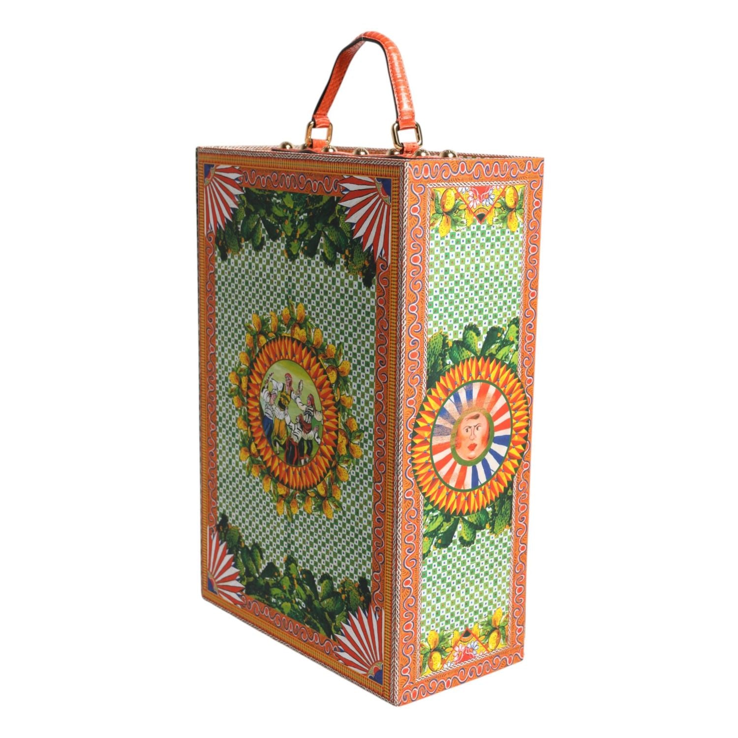 Front view with bag zipped and handles upright.