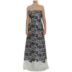 Dolce & Gabbana White Floral Lace Silk Corset Maxi Dress NOC10083-1