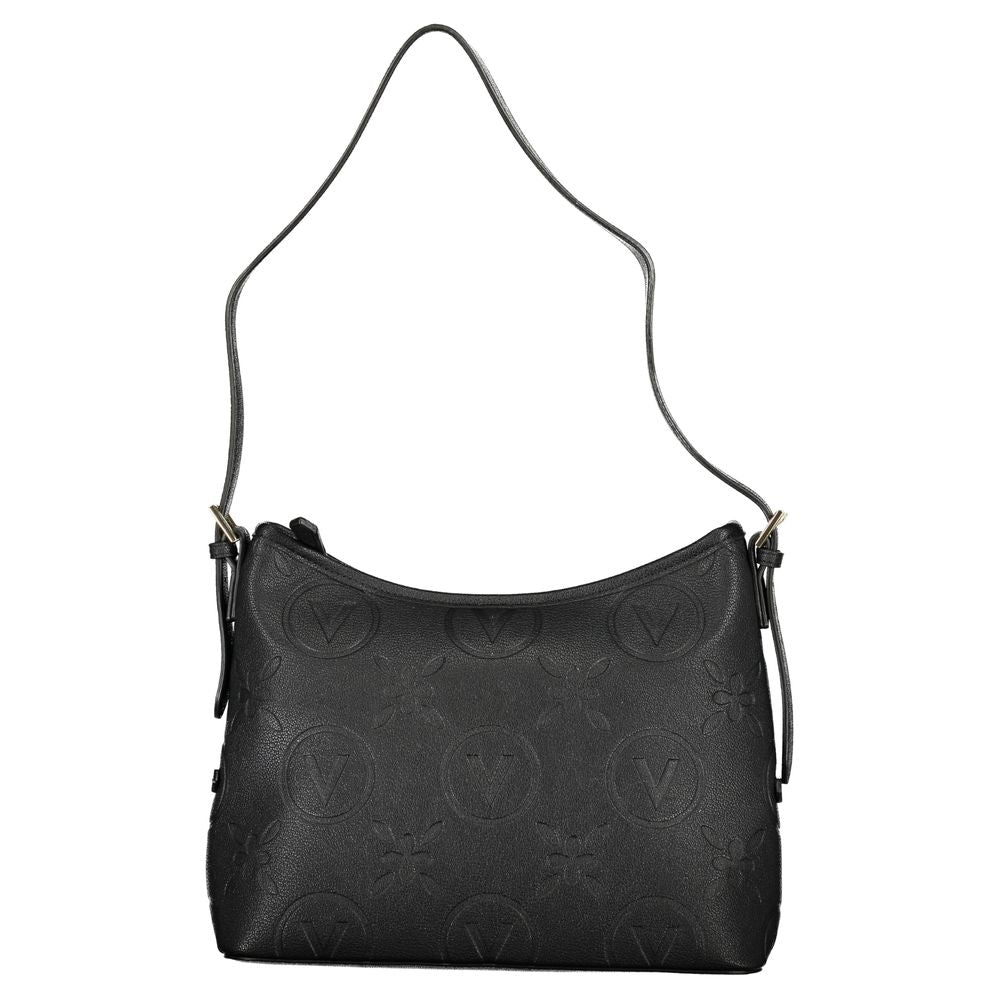 Mario Valentino Black Polyethylene Handbag with adjustable strap, 2 pockets, contrast details, zip closure, recycled material.