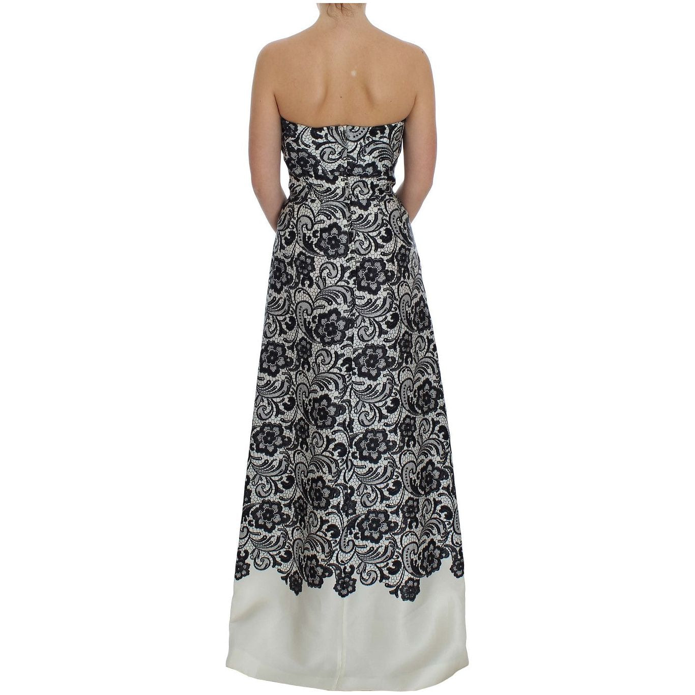 Dolce & Gabbana White Floral Lace Silk Corset Maxi Dress NOC10083-1