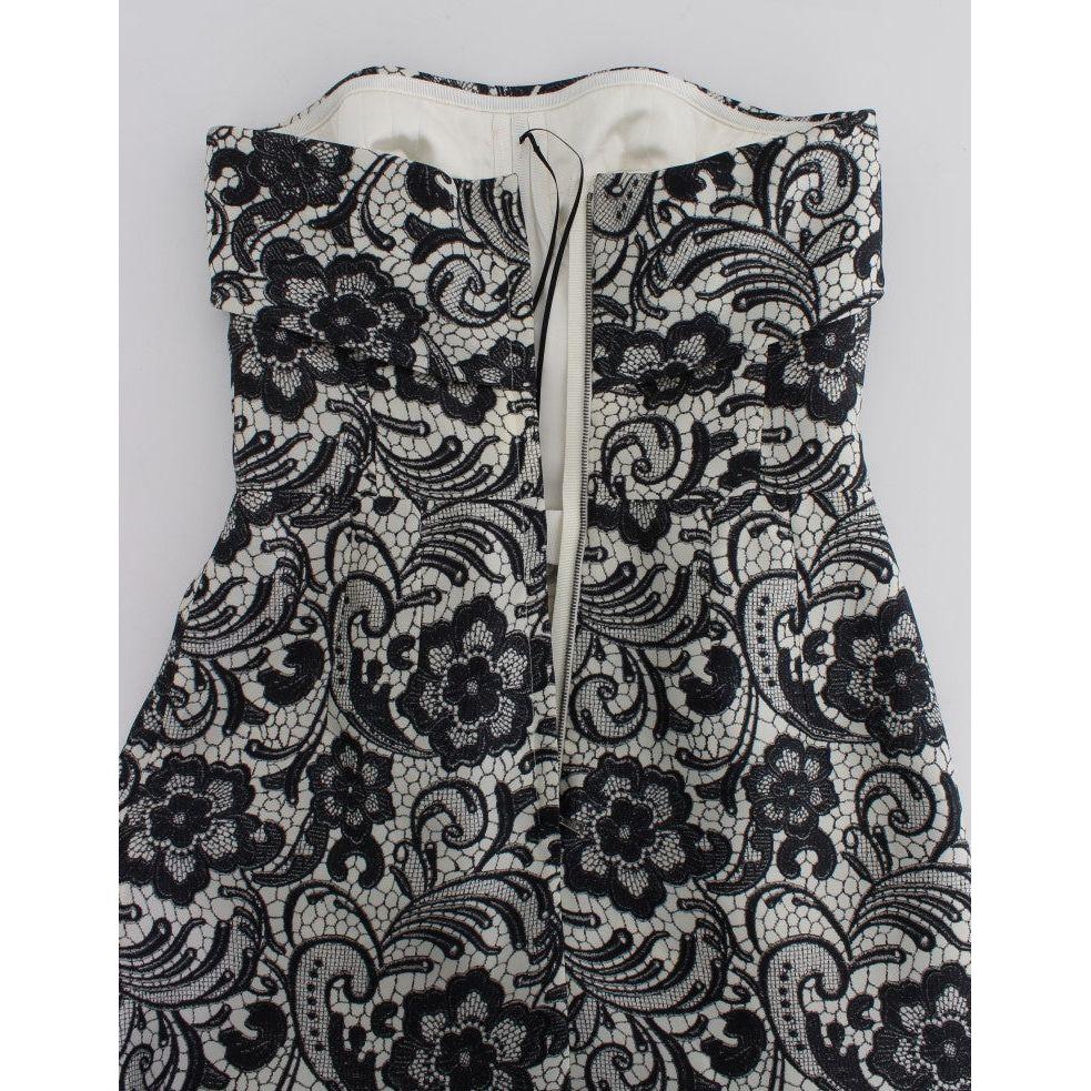 Dolce & Gabbana White Floral Lace Silk Corset Maxi Dress NOC10083-1