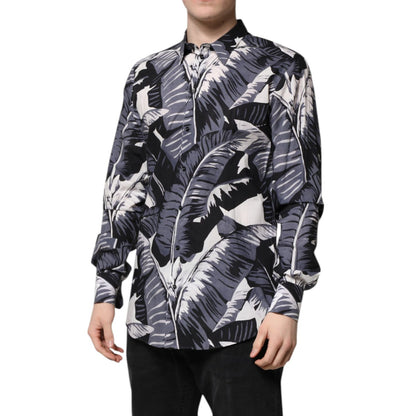 Dolce & Gabbana Multicolor GOLD Cotton Banana Leaf Print Shirt