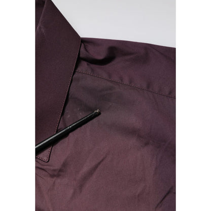 Dolce & Gabbana Burgundy Cotton GOLD Long Sleeves Shirt