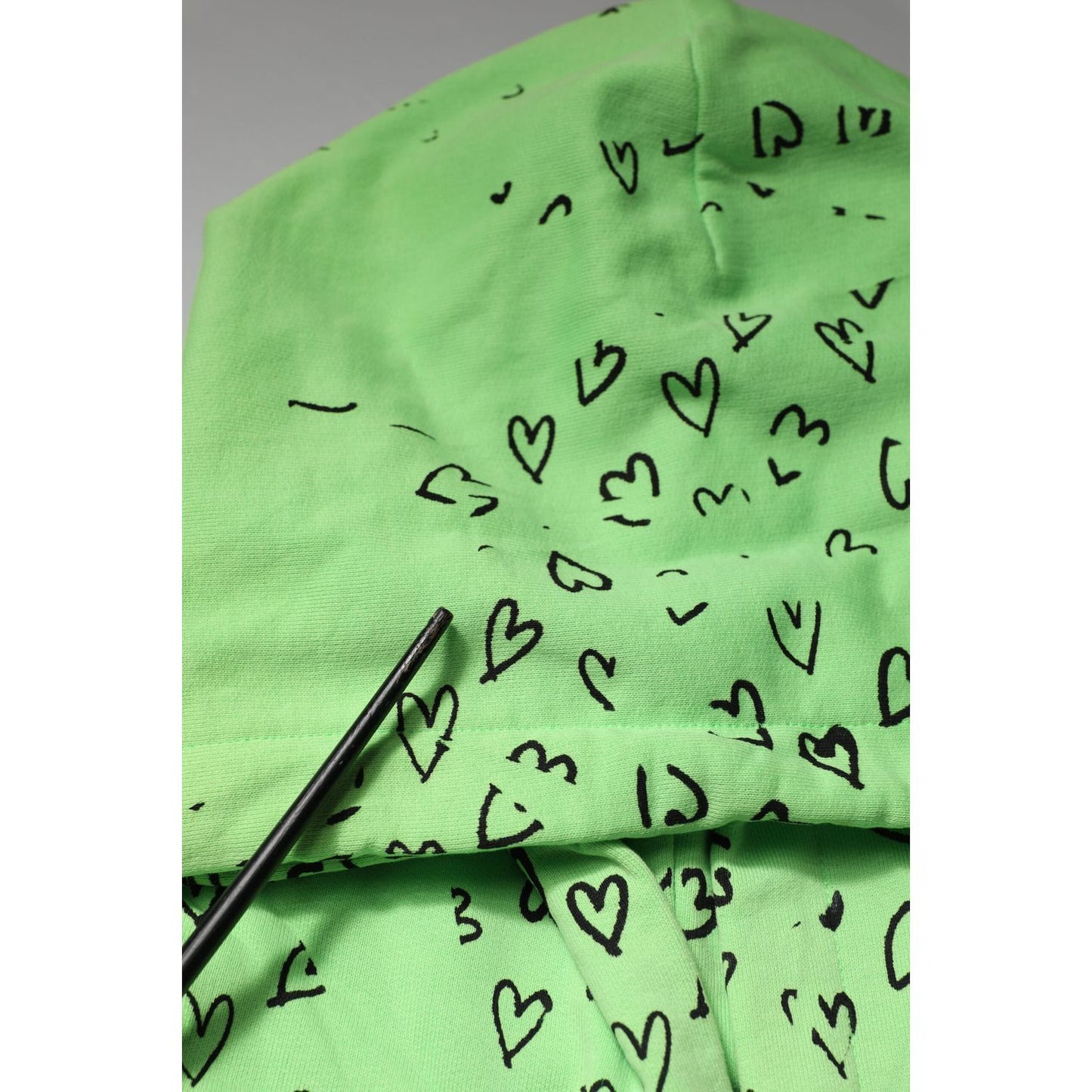 Dolce & Gabbana Green Cotton Logo Heart Print Hooded Sweater