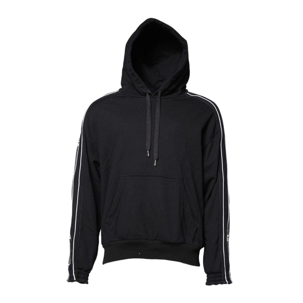 Dolce & Gabbana Black Cotton Logo Hooded Sweatshirt Sweater TSH90274-50