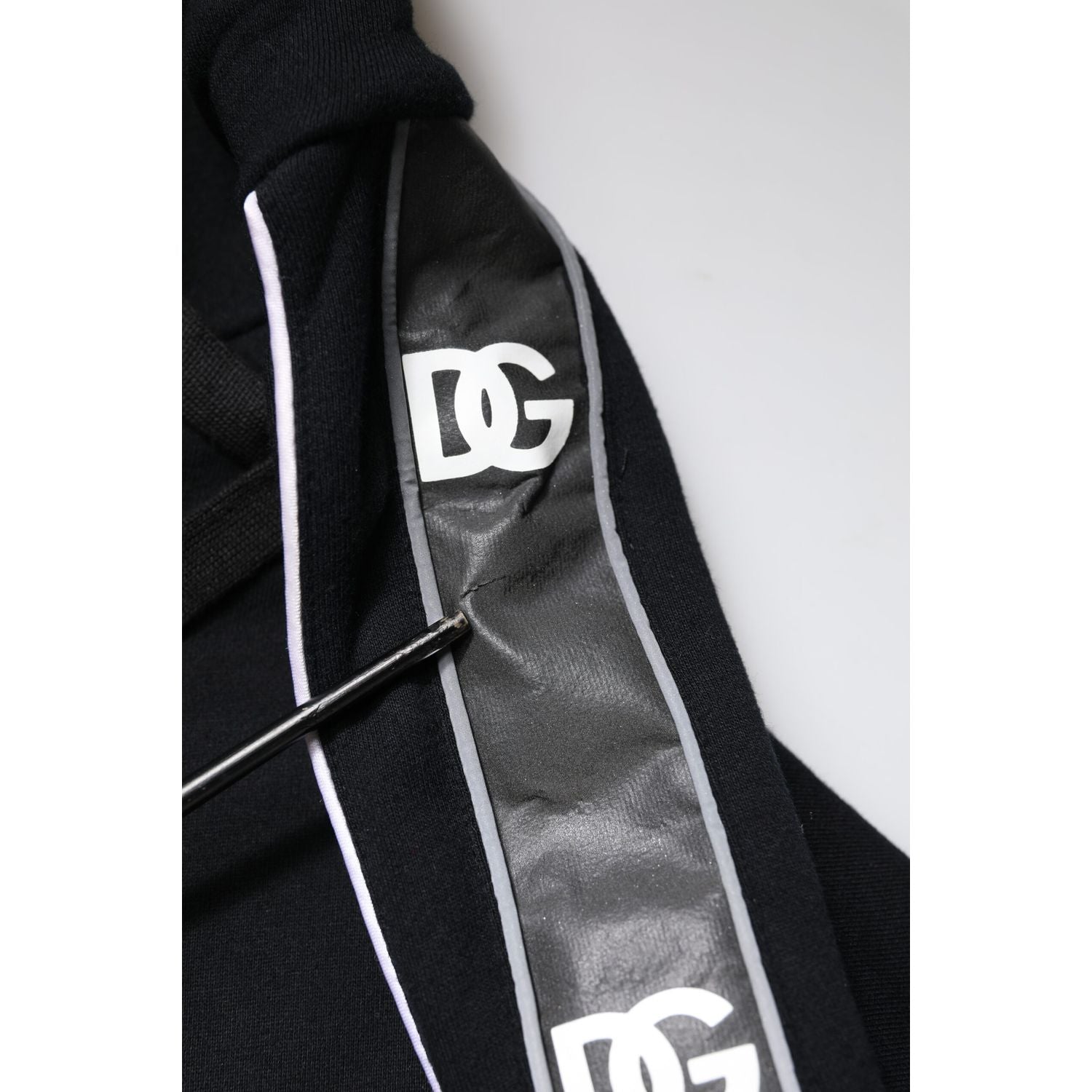 Dolce & Gabbana Black Cotton Logo Hooded Sweatshirt Sweater