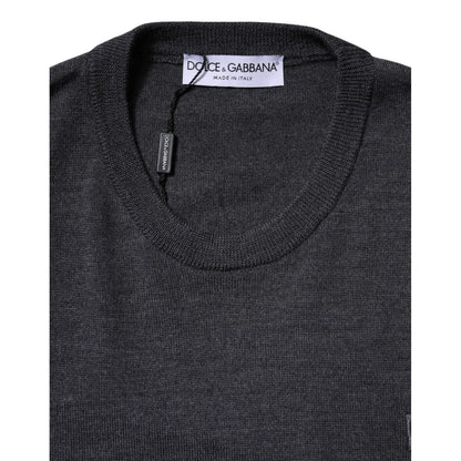 Dolce & Gabbana Gray Wool Logo Knitted Men Pullover Sweater