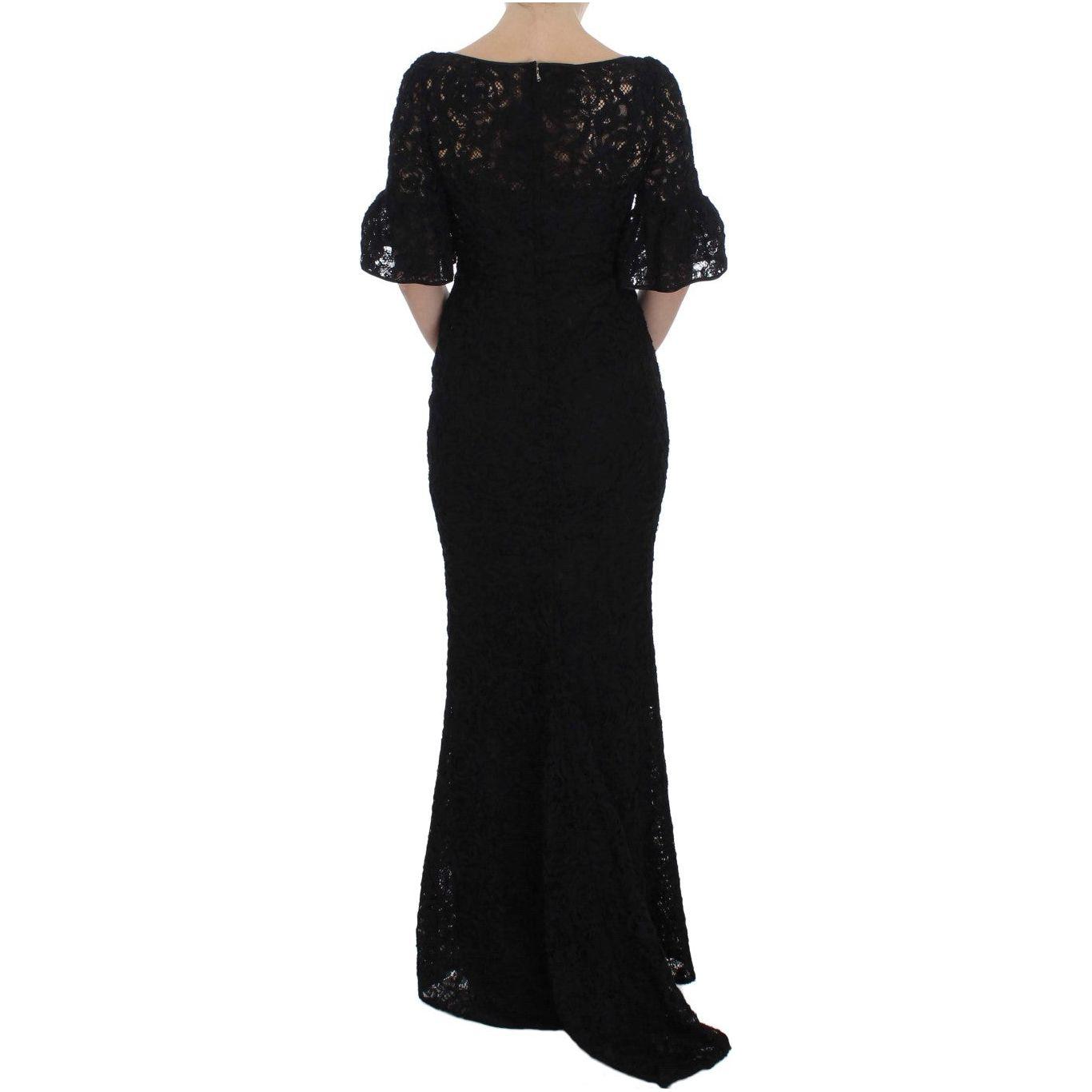 Dolce & Gabbana Black Floral Lace Long Bodycon Maxi Dress NOC10084-2