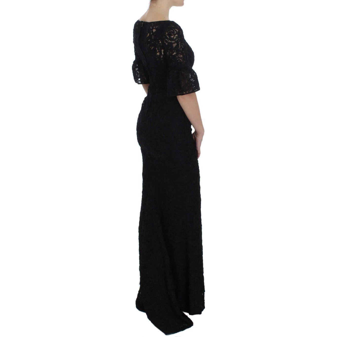 Dolce & Gabbana Black Floral Lace Long Bodycon Maxi Dress NOC10084-2