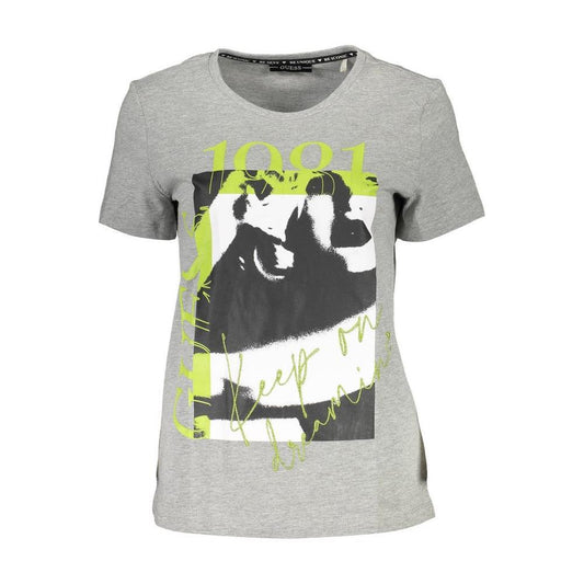 Guess Jeans Gray Cotton Unisex T-Shirt GU-949-XS