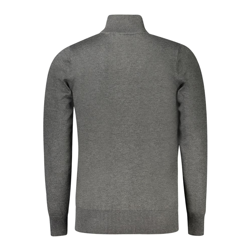 Coveri Moving Gray Viscose Men Sweater back view showing sleek design and luxurious fabric blend, ideal for modern gentlemen.