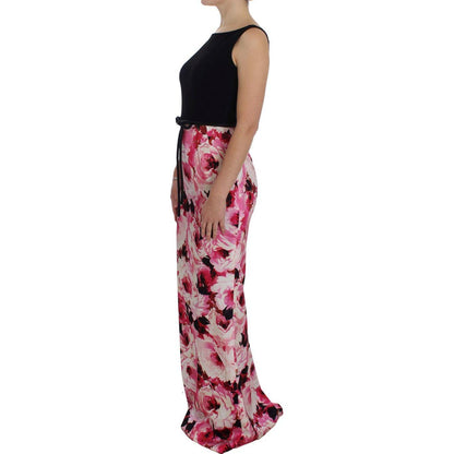 Dolce & Gabbana Pink Floral Print Long Maxi Sheath Dress