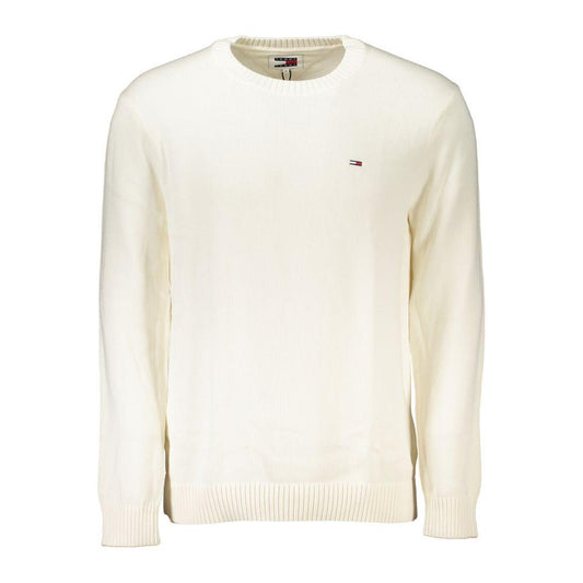 Tommy Hilfiger Chic White Crew Neck Cotton Sweater