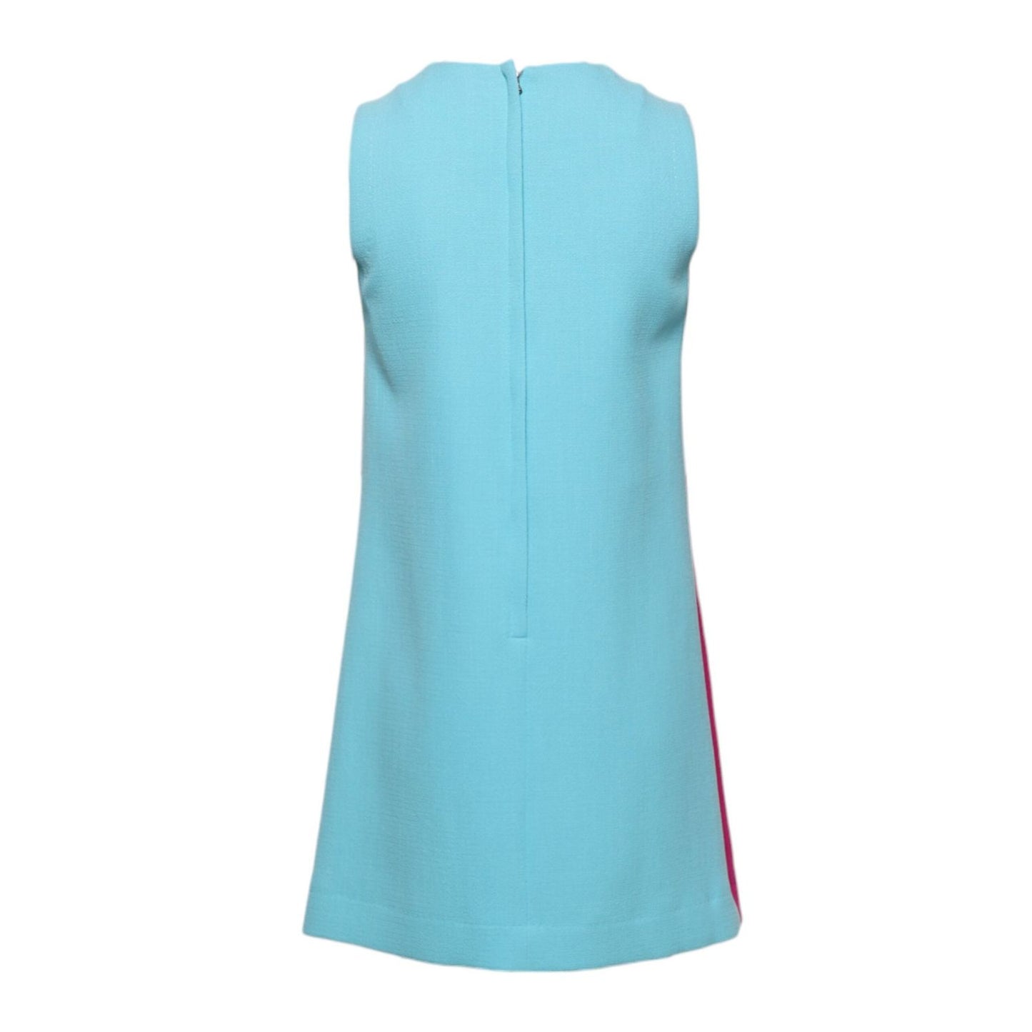 Dolce & Gabbana Pink Blue Wool Sleeveless Shift Mini Dress