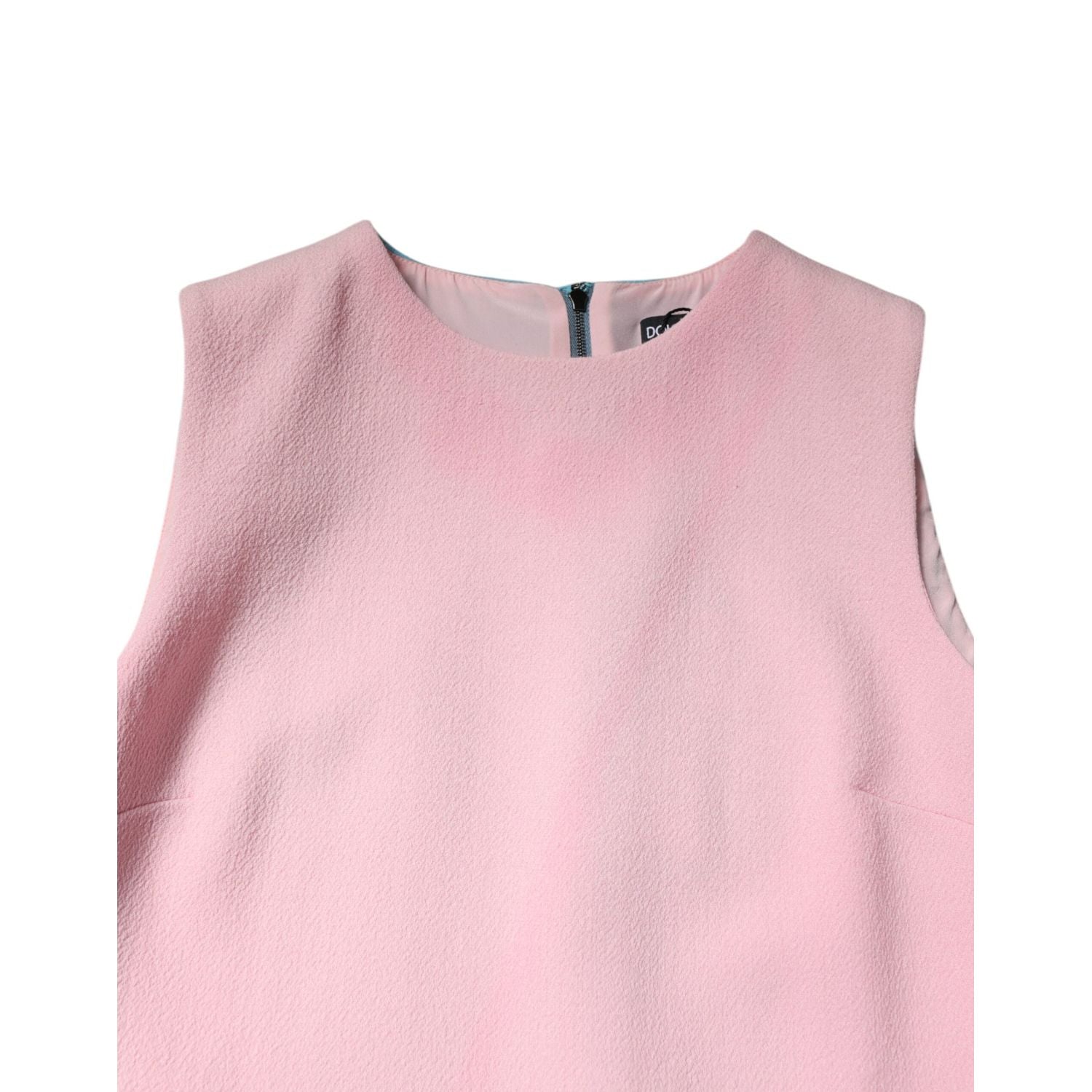 Dolce & Gabbana Pink Blue Wool Sleeveless Shift Mini Dress