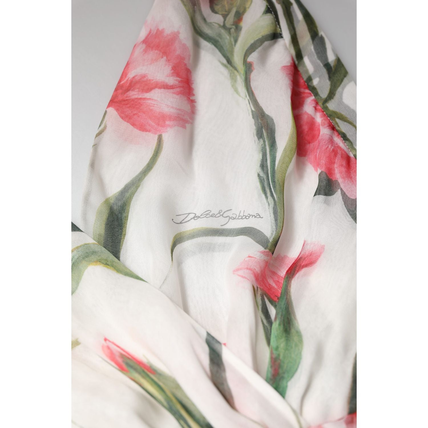 Dolce & Gabbana White Floral Silk Halter A-line Maxi Dress